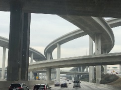 Highway with cars overpasses