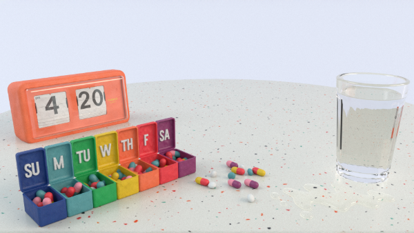 Pill organizer containing multiple medications